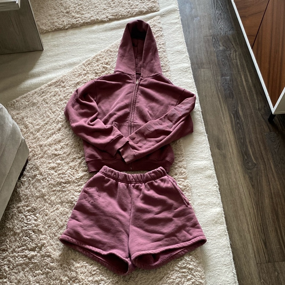 SET Active Dusty Rose Athletic Shorts and Hoodie